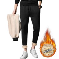 豪客虎秋冬新款男士加绒加厚收口运动长裤直口保暖抗寒羊羔绒长裤卫裤