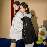 [2.5折价119元]唐狮秋季新款外套女假两连帽开衫卫衣休闲百搭宽松上衣潮