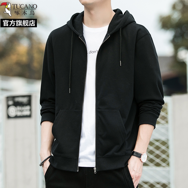 啄木鸟男士连帽开衫卫衣2025秋季新款休闲拉链运动夹克外套上衣