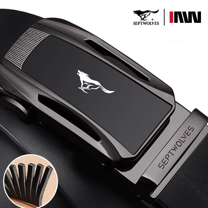 七匹狼皮带男士真皮自动扣腰带男款纯牛皮男式裤带正品2023新款