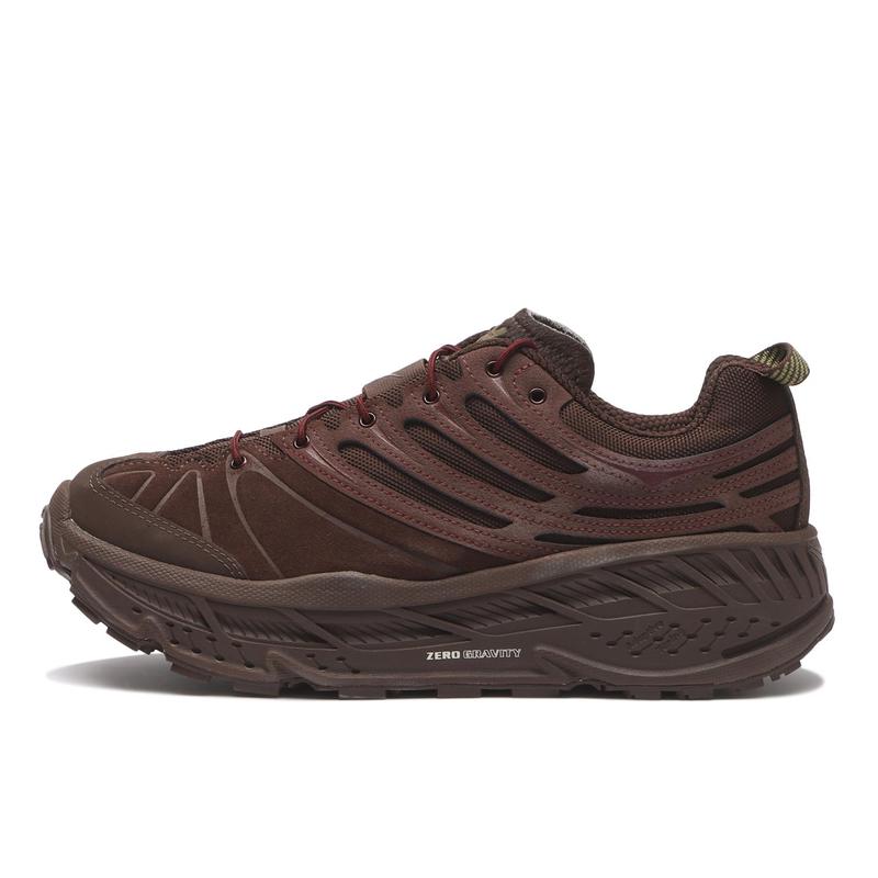 Hoka One One中性跑步鞋越野纹理大地色系轻便耐用户外休闲 COLD_BREW/VARSITY_BURGUNDY 44.5