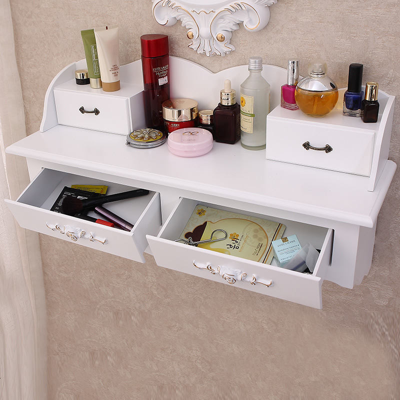 壁挂梳妆台镜迷你卧室欧式小户型现代简约白色挂墙式化妆台梳妆桌