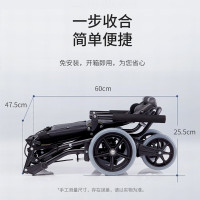 鱼跃手动轮椅车2000 加强小轮铝合金型 可折叠老人轻便携可上飞机普通轮椅