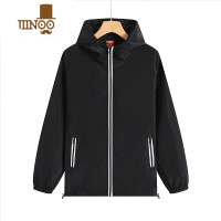 YANXU反光条风衣拉链外套定制工作服防风防水广告衫工装制服印LOGA L 黑色950款