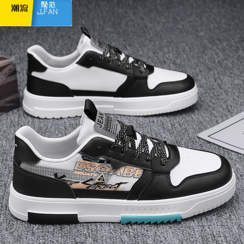 聚范男鞋2024新款夏季透气男士潮流休闲工作平底板鞋运动小白潮鞋高清大图