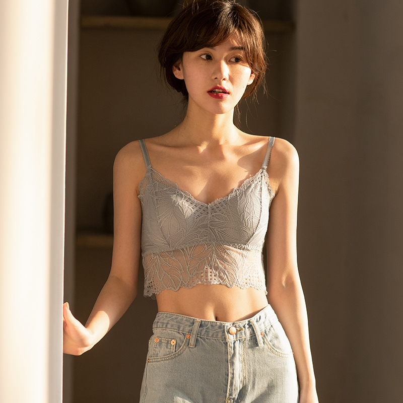 俞兆林美背文胸内衣女夏薄款无钢圈小胸聚拢性感蕾丝裹胸式抹胸