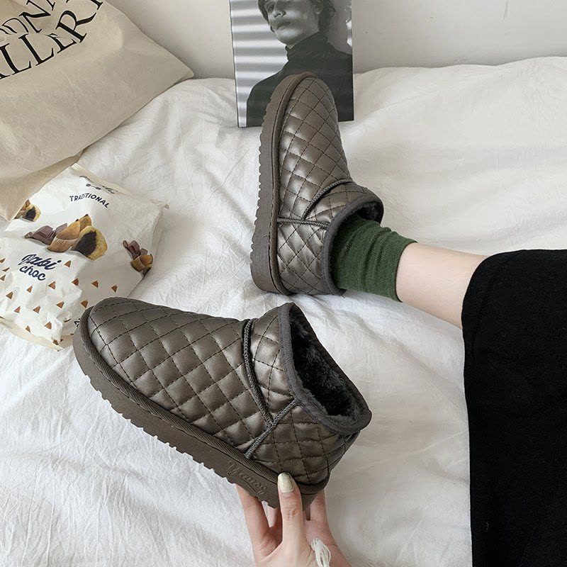 枫述雪地靴女冬加绒加厚保暖棉鞋2021年新款短筒面包鞋短靴子图片