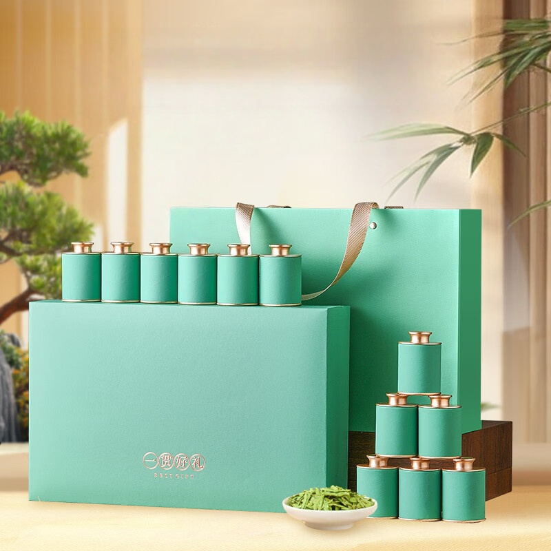 五叶泉绿色一贯12小罐龙井1盒共250g五叶泉茶叶 明前特级龙井新茶250g 绿茶嫩芽豆香茶叶礼盒新老包装 随机发货