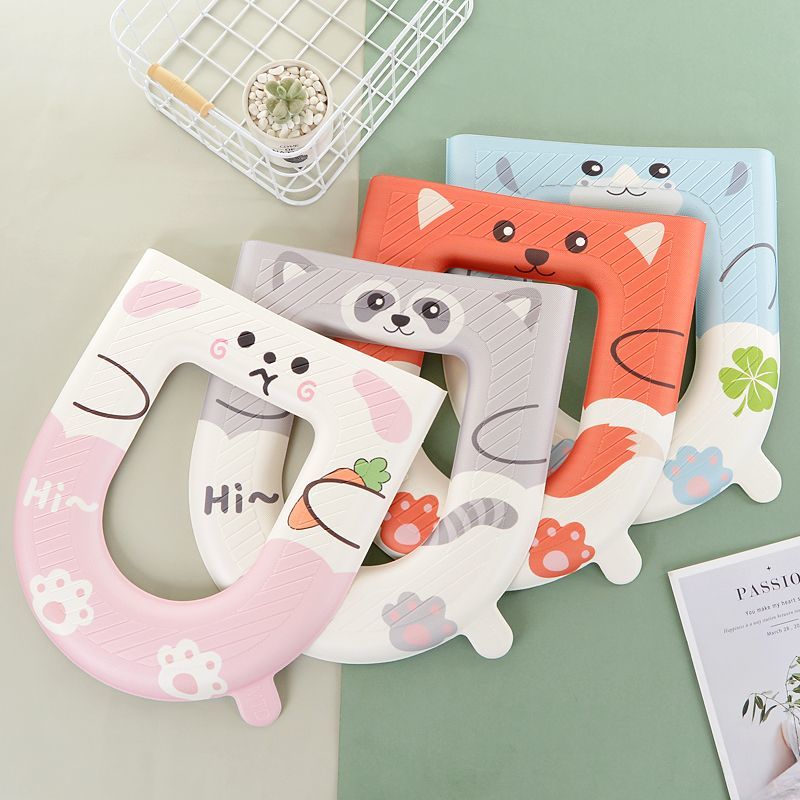 马桶垫四季通用免洗可粘贴式家用厕所坐便座套圈夏季垫圈垫子-【兔+熊+河马】3个装;马桶垫