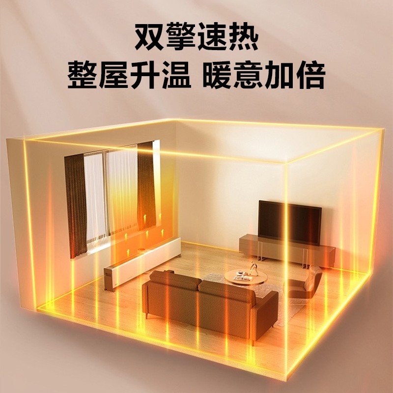 美的踢脚线取暖器 可折叠石墨烯取暖器 家用移动地暖对流式干衣电暖器电暖风IP24级防水浴室电暖气器 白色