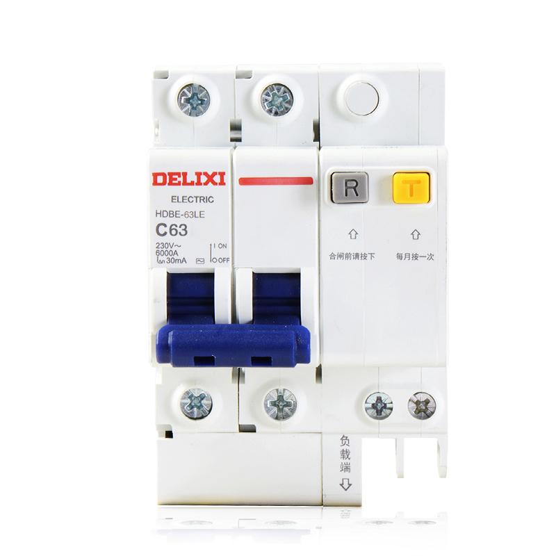 德力西 空气开关 2P63A漏电断路器 家用漏保空开 HDBE-32LE C-63 2P(单位:台)