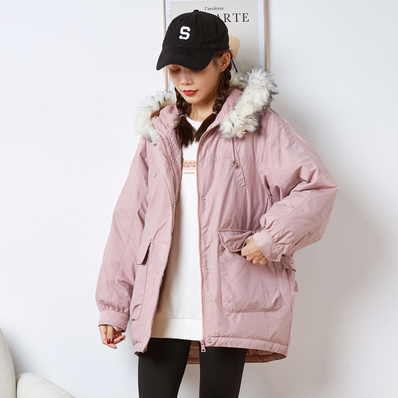 [2.5折价365元]唐狮连帽羽绒服女新款韩版宽松戴帽领宽松上衣外套潮