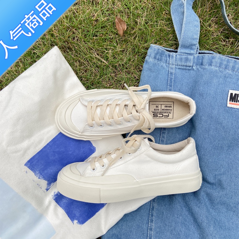 SUNTEK山本风粉色帆布鞋女春夏学生百搭日系chic港风ulzzang平底小白鞋高清大图