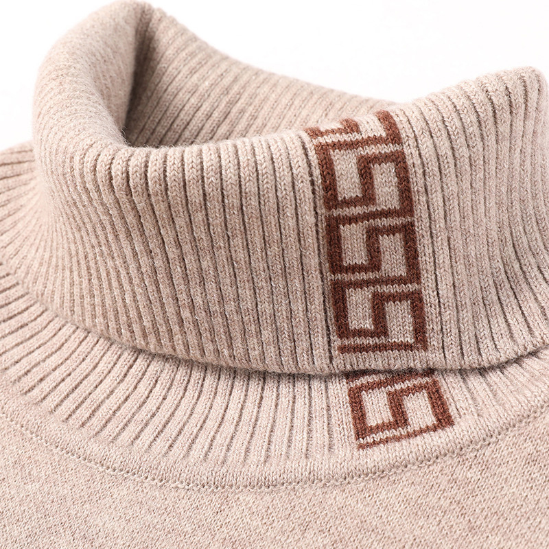 花花公子2024冬季新款纯羊毛衫男高领加厚保暖毛衣针织打底衫高清大图