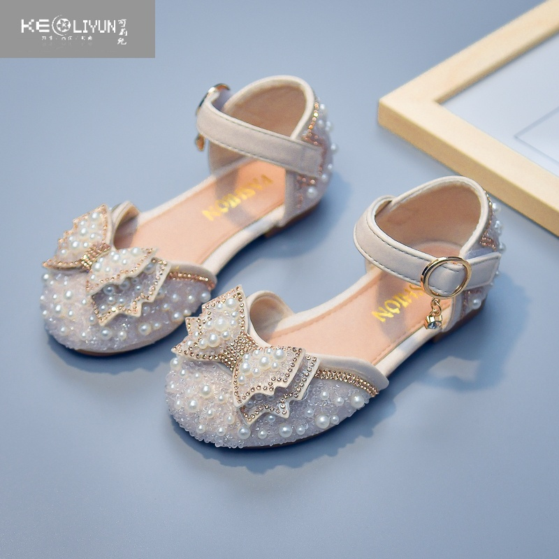 可莉允女童凉鞋夏款2022新款夏季女宝宝软底包头舞蹈小皮鞋小女孩公主