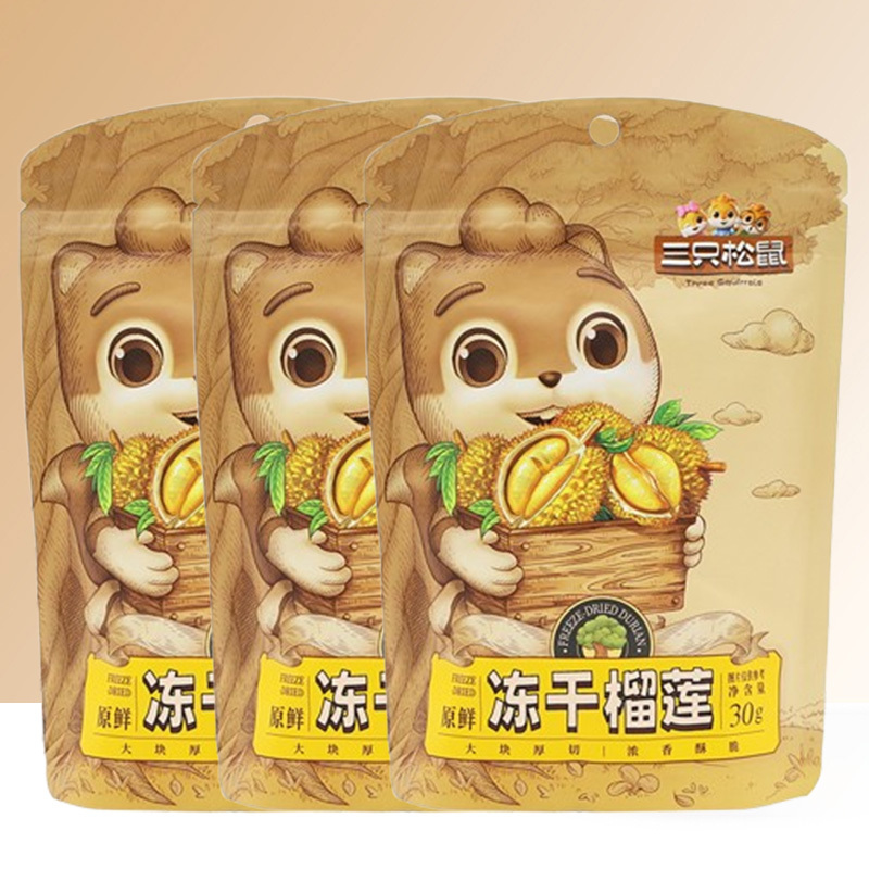 三只松鼠榴莲干休闲零食水果干果脯脆果小吃30g*3袋高清大图