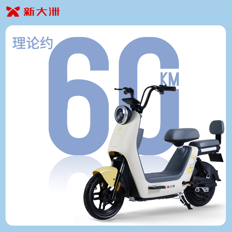 [新品首发]新大洲电动车旗舰店2023国标电动自行车女士小型心动 塔夫绸白/宝石蓝