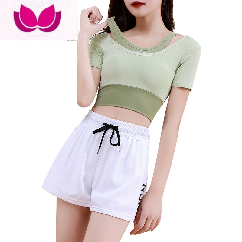 七斓跑步运动套装女夏季新款时尚瑜伽服健身房晨跑服速干衣短裤小个子