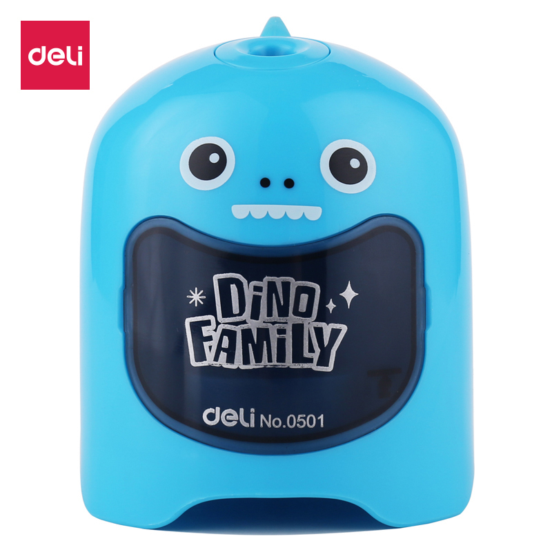 得力deli0501可爱恐龙造型电动削笔器创意趣味卷笔刀转笔刀刨笔器蓝色