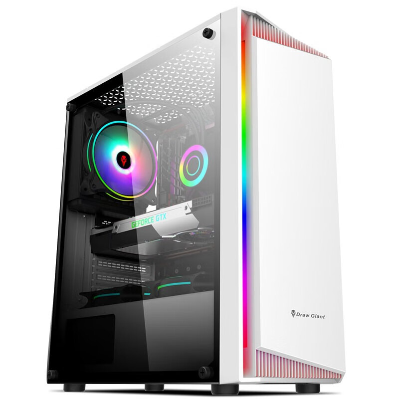 铭能 i7四核/RX550独显/16G内存/256G固态+500G机械盘 台式机 DIY组装机 台式电脑 商务家用办公组装电脑 学生电脑台式主机游戏电脑主机+27英寸全套高清大图