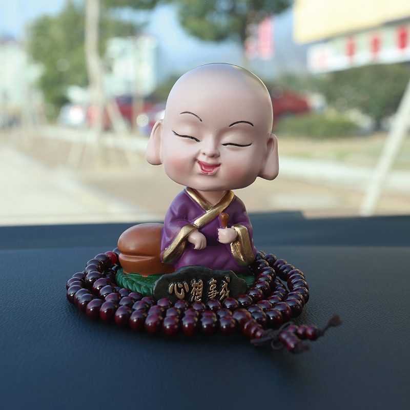 汽车摆件车内摇头可爱小和尚公仔弥勒佛保平安摆件车载创意车上装饰品