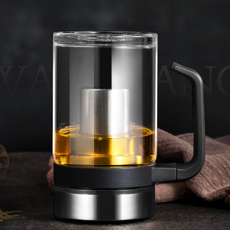 万象玻璃杯茶杯带把大容量泡茶杯茶水分离办公室家用便携大容量水杯