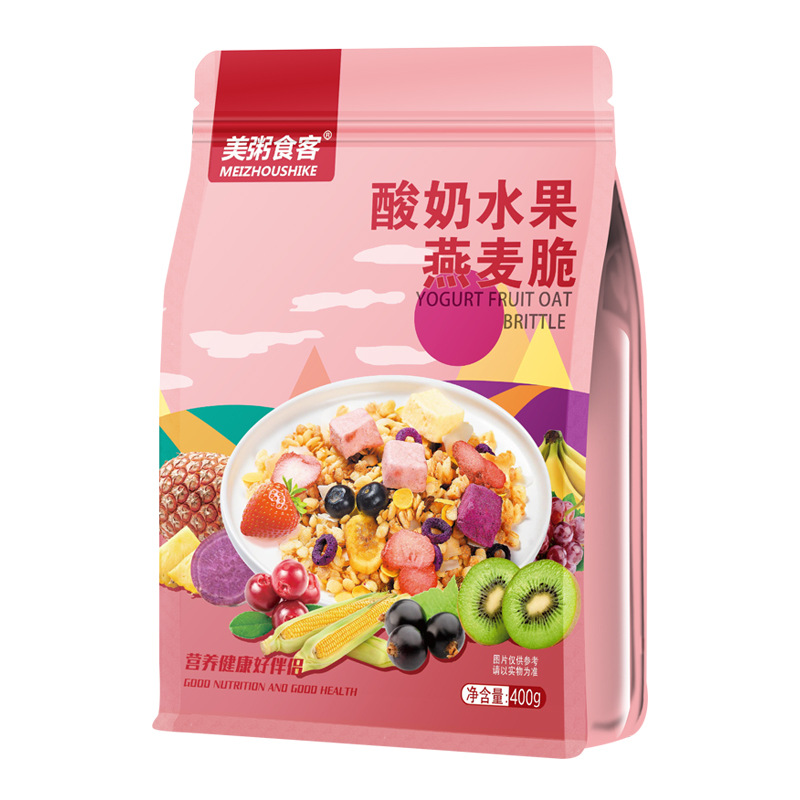 美粥食客 酸奶水果燕麦脆400g粉袋装 混合谷物脆坚果燕麦片可干吃早餐高清大图