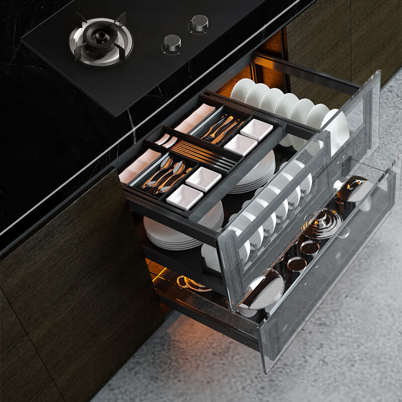 欧琳OULIN厨房重力伸缩式不锈钢拉篮承重大容量易拉取设计省空间厨房神器高清大图