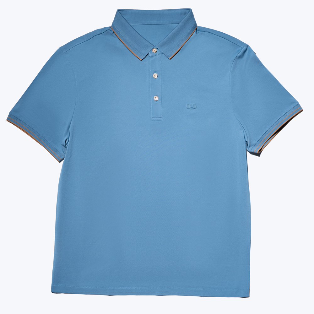 尘界夏季舒适透气新款男士浅蓝色短袖POLO衫高清大图