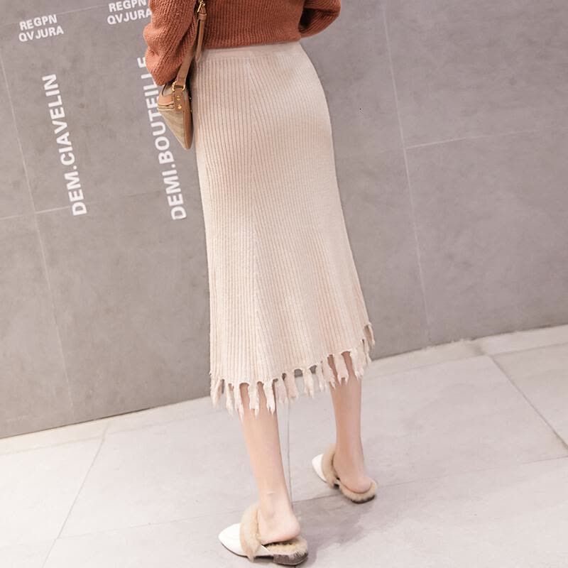 迪鲁奥(DILUAO)孕妇半身裙春外穿裙中长款包芯纱托腹孕妇裙怀孕期流苏裙图片