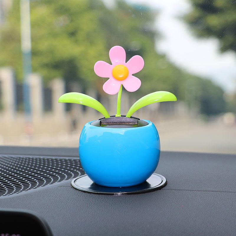 垫创意汽车摆件太阳能摇头苹果花车内饰品中控台车载装饰用品可爱女