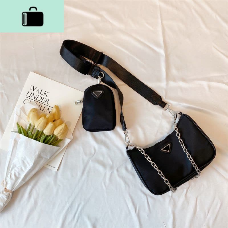 ins超火三合一包2020网红新款时尚腋下包包女单肩斜挎链条包NEW LAKE 百搭黑少量收藏先发女斜挎包图片