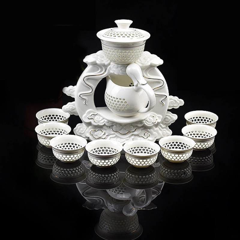 承福堂 镂空茶具套装 玲珑蜂窝茶具 高白泥