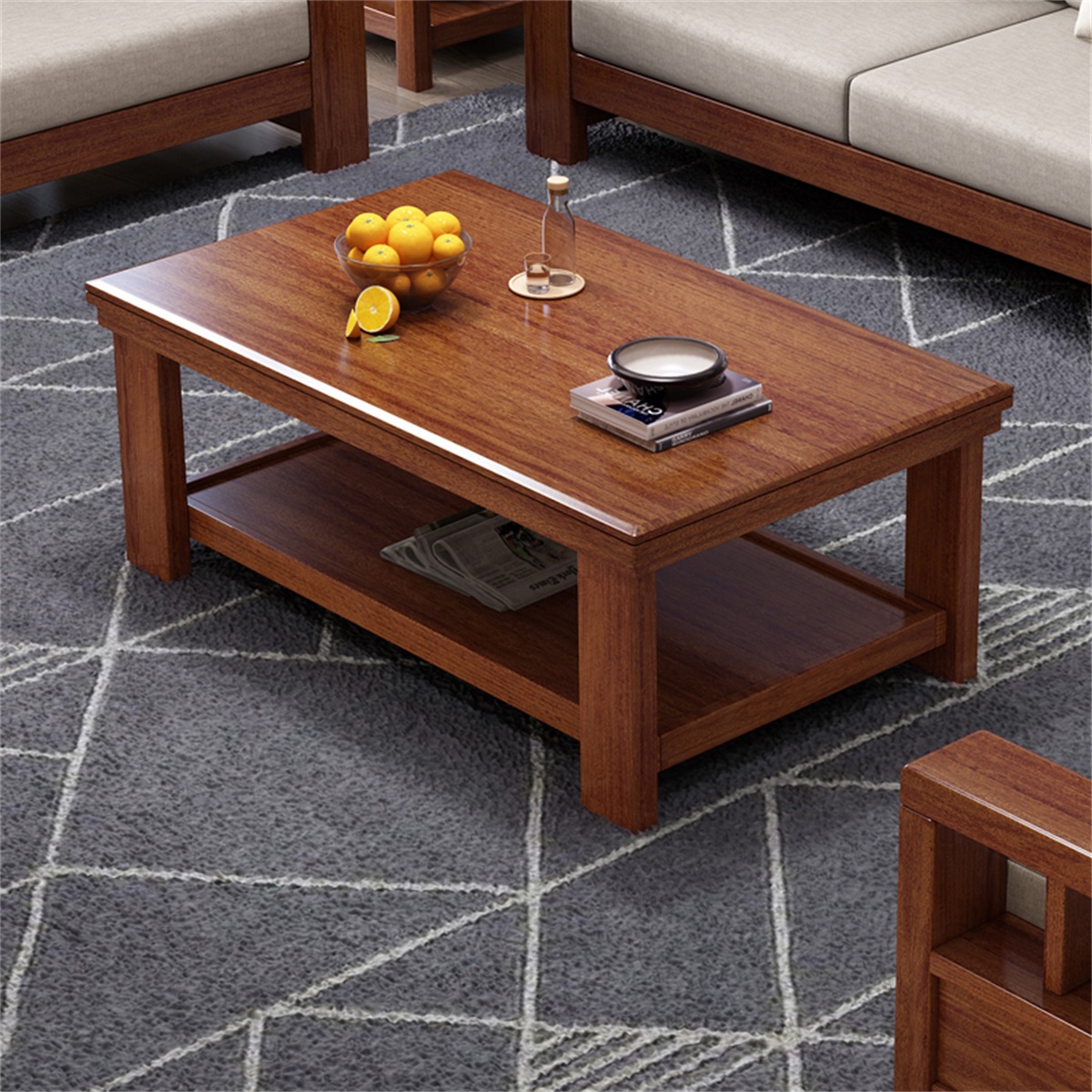 电视柜茶几组合实木中式