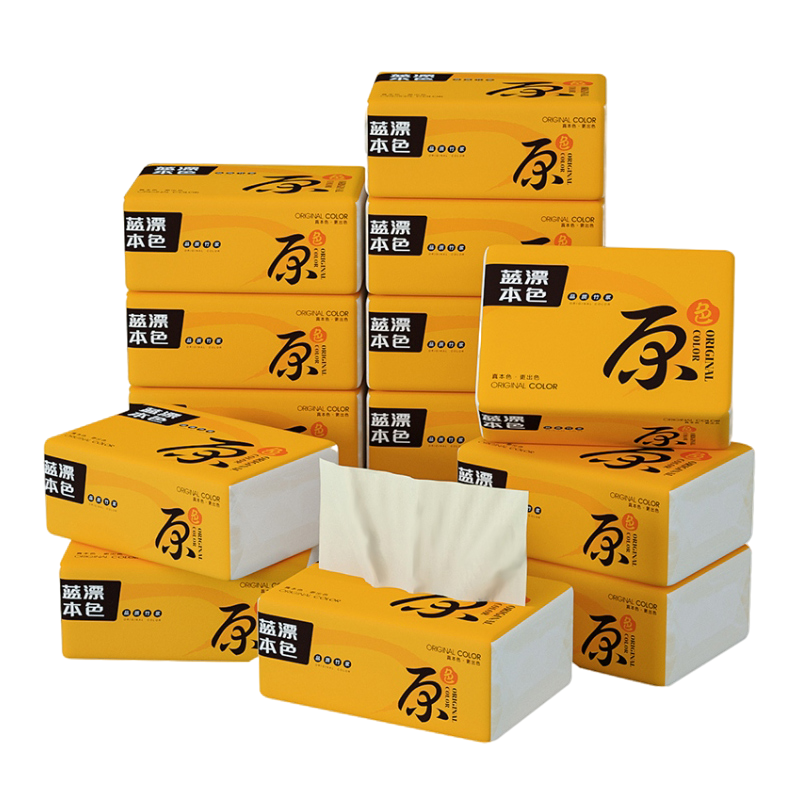 蓝漂 LPBS-21644本色抽纸全压花40包装