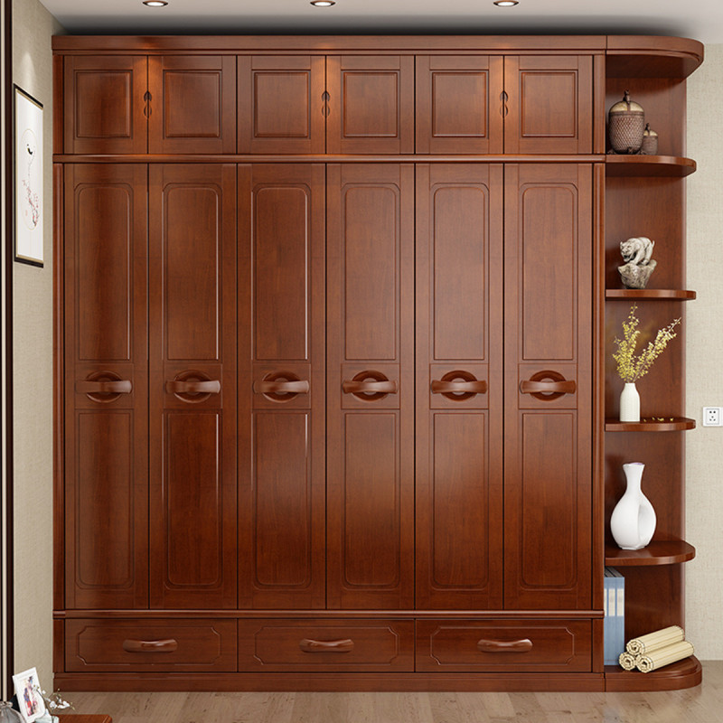 采百木caibaimu实木衣柜现代中式456门衣橱家用卧室收纳储物柜靠墙