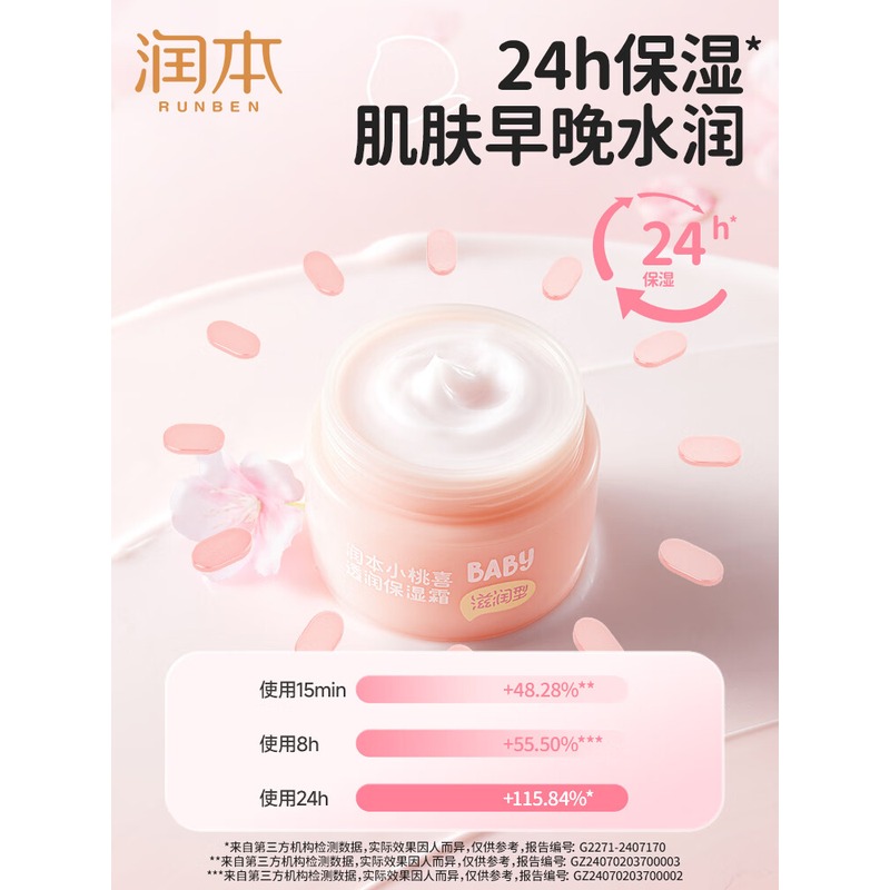 润本 小桃喜透润保湿霜(滋润型)55gX2高清大图
