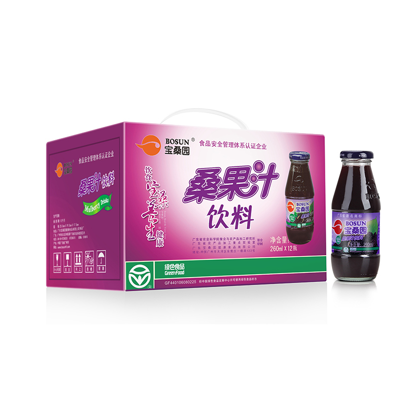 宝桑园 桑果汁饮料玻璃瓶 260ml*12瓶 礼盒装