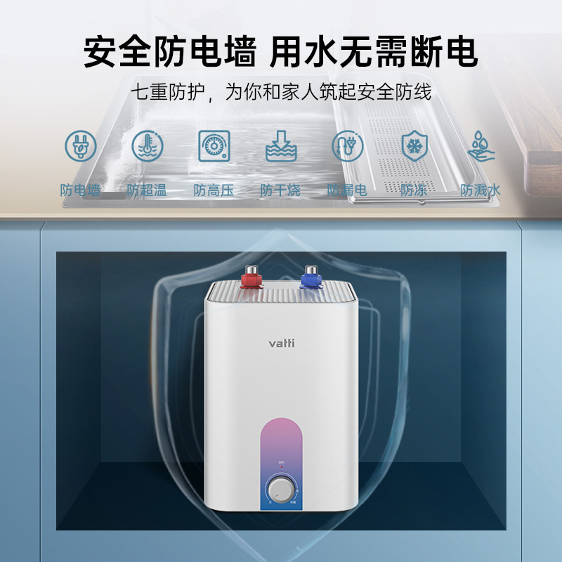[国补20%]华帝(VATTI)热水器储水式家用速热7重防护防电墙6.8L小厨宝i14036 6.8L 1650W