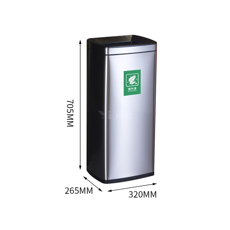 翌嘉YJ4123017 茶水间茶渣桶滤茶桶不锈钢茶水桶茶叶废水桶 银色 30L 320*265*705高清大图