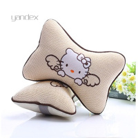 适用于汽车头枕一对护颈枕可爱卡通四季通用棉麻座椅枕头车用靠枕6