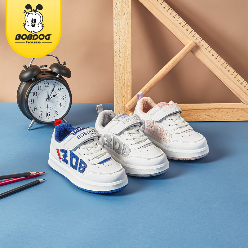 巴布豆house童鞋2023年春季新款中大童休闲小白鞋男女童轻便舒适板鞋BBS31733高清大图