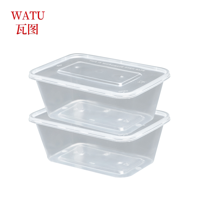 瓦图 一次性饭盒快餐外卖打包盒PP塑料餐盒方形1000ml 300个装高清大图