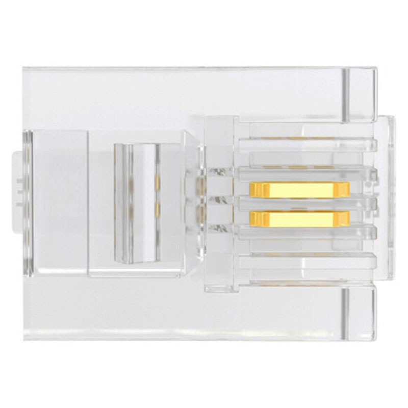 ABLEMEN 电话水晶头 6P2C 2芯电话线接头 RJ11电话线水晶头 100个