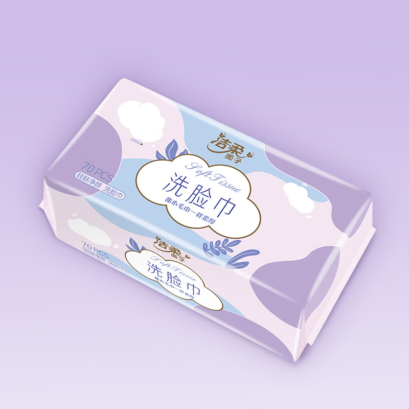 洁柔 面子轻肤净颜抽取式洁面巾70抽6包装高清大图