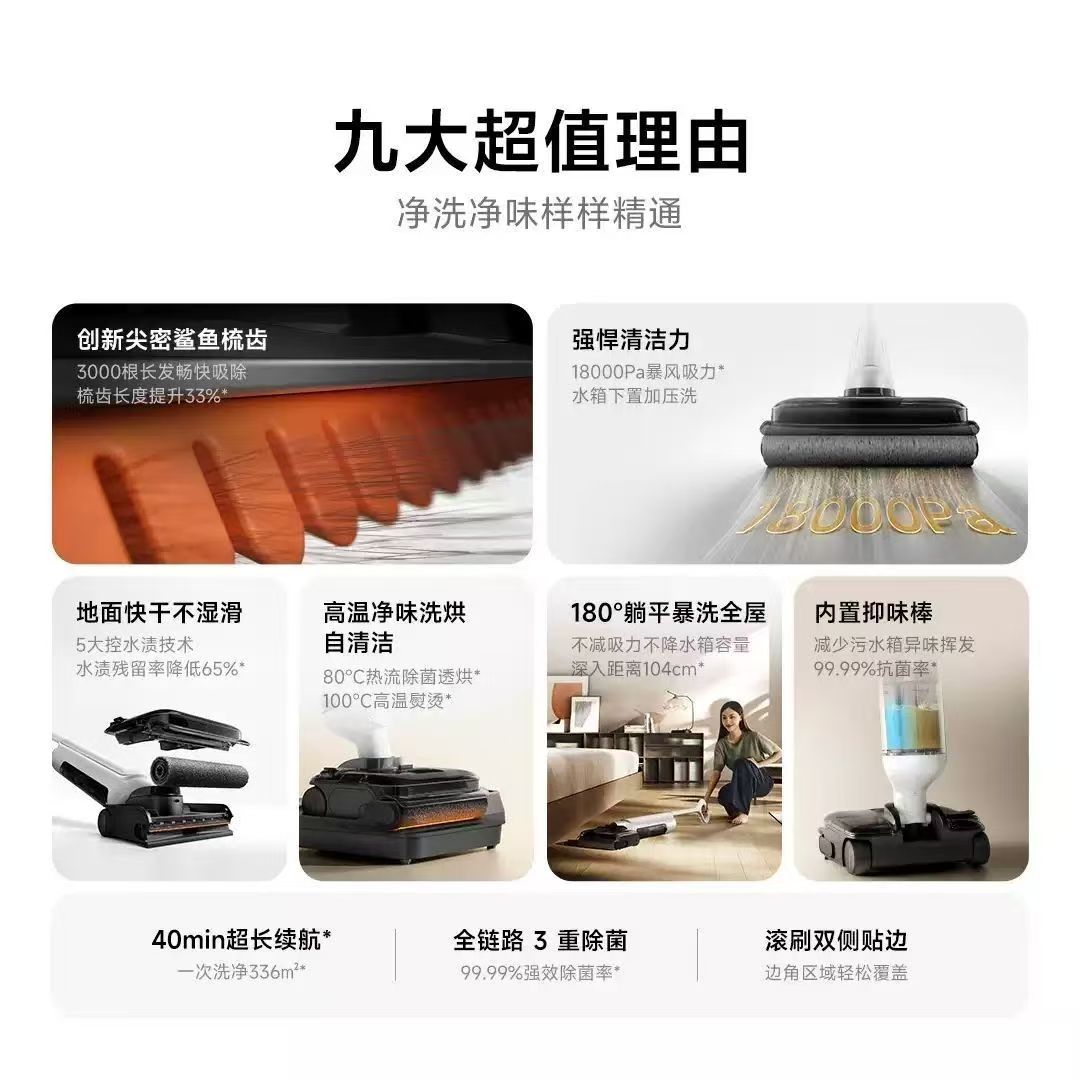 小米米家无线洗地机4家用大吸力180°躺平深度清洁除菌吸拖洗一体高清大图