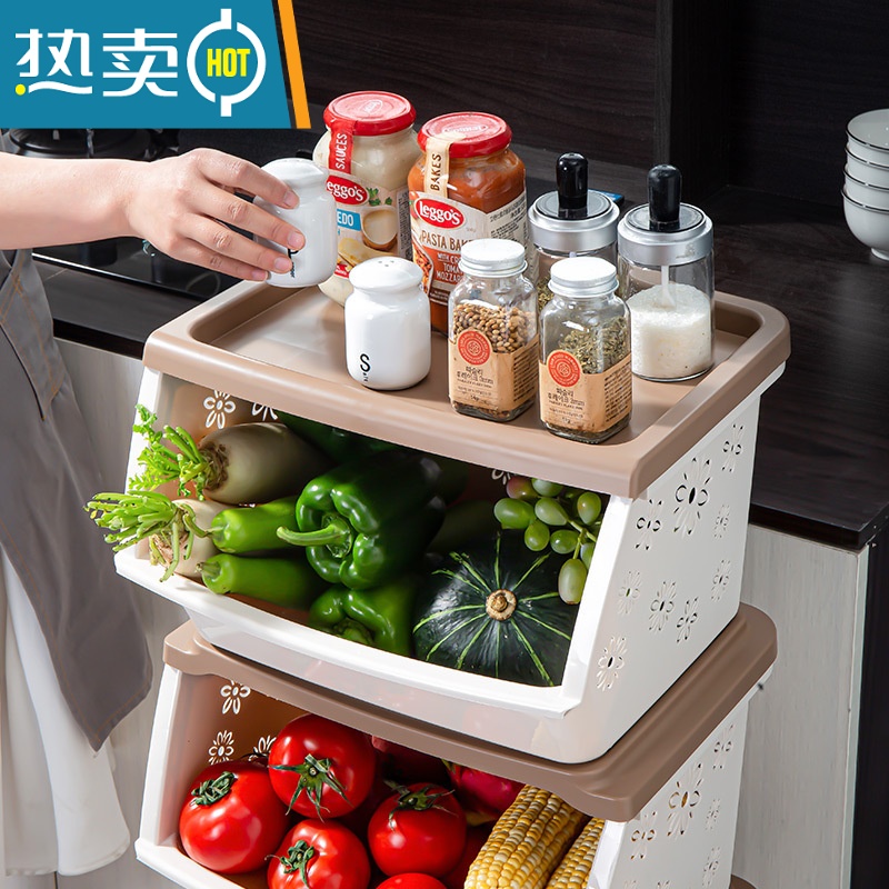 敬平厨房置物架落地多层可移动家用小推车储物收纳架蔬菜篮子用品大全高清大图