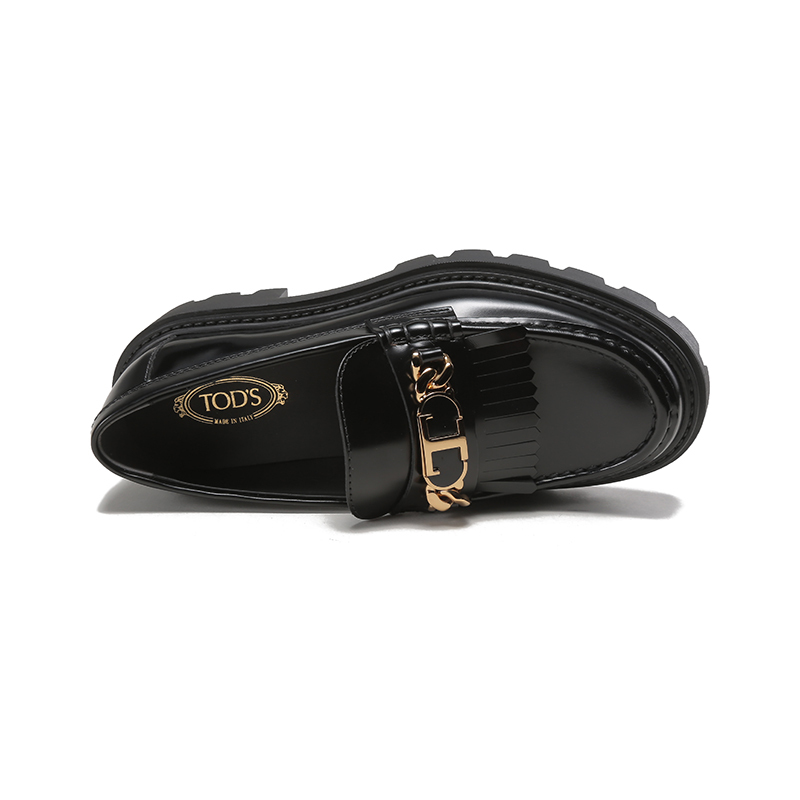 托德斯 tods 女士半高光皮革流苏t形链条饰扣乐福鞋单鞋皮鞋xxw08j0