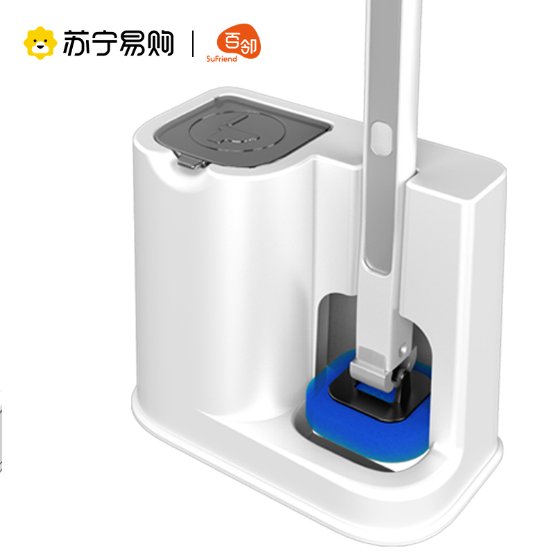 [苏宁自主品牌]百邻一次性马桶刷子无死角家用套装卫生间挂墙式洗厕所清洁神器带底座20个替换装