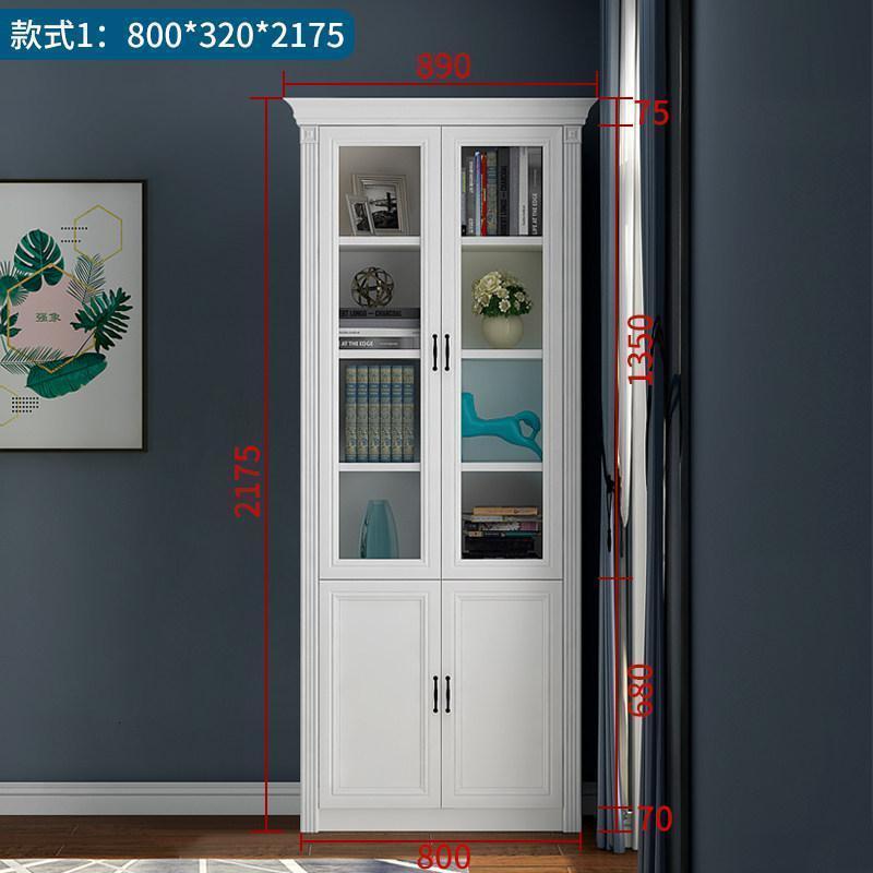 森美人简欧现代书柜落地带超大欧式书柜玻璃书橱大容量 F-211 款式1：800*320*21750.6-0.8米宽